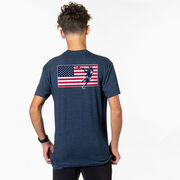 Guys Lacrosse Short Sleeve T-Shirt - Patriotic Lacrosse (Back Design)