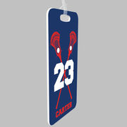 Guys Lacrosse Bag/Luggage Tag - Personalized Guys Crossed Sticks