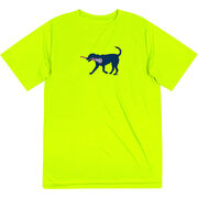 Girls Lacrosse Short Sleeve Performance Tee - LuLa the Lax Dog(Blue)