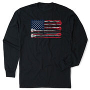 Guys Lacrosse Tshirt Long Sleeve - Amercian Flag