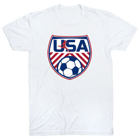 Soccer Short Sleeve T-Shirt - Soccer USA [Adult Medium/White] - SS