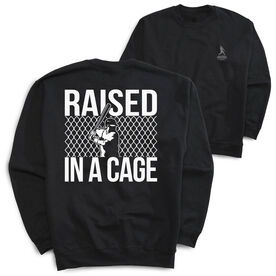 Baseball Crewneck Sweatshirt - Raised in a Cage (Back Design)