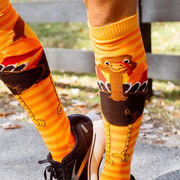 Woven Knee-High Socks - Gobbles Turkey