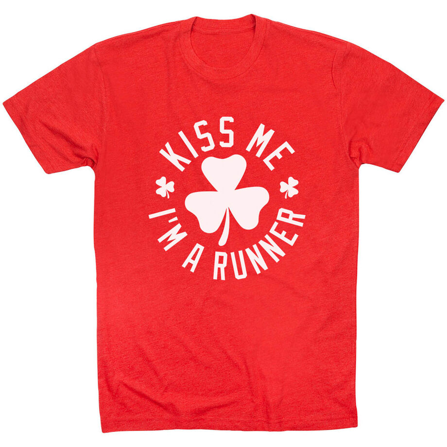 Running Short Sleeve T-Shirt - Kiss Me I am a Runner Shamrock