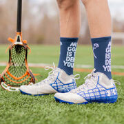 Guys Lacrosse Woven Mid-Calf Socks - My Goal is to Deny Yours