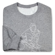 Hockey Crewneck Sweatshirt - Hockey Player Sketch