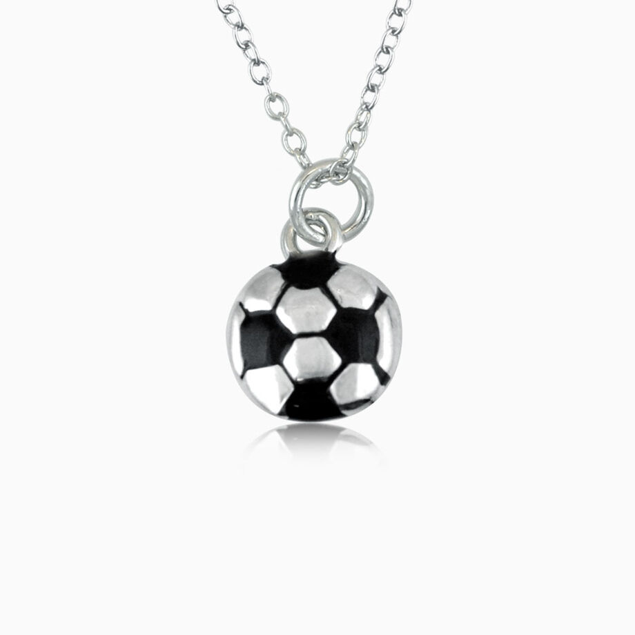 Silver & Black Soccer Ball Necklace