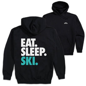 Skiing Hooded Sweatshirt - Eat Sleep Ski (Back Design)