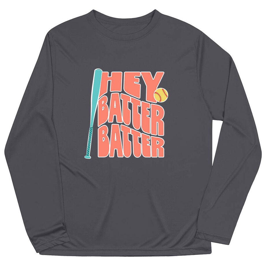 Softball Long Sleeve Performance Tee - Hey Batter Batter