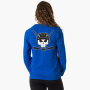 Hockey Tshirt Long Sleeve - Hockey Helmet Skull (Back Design)