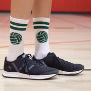 Volleyball Woven Mid-Calf Socks - Ball (White/Green)