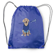 Guys Lacrosse Drawstring Backpack - Laxer the Lacrosse Dog