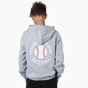 Baseball Hooded Sweatshirt - I'd Rather Be Playing Baseball Distressed (Back Design)