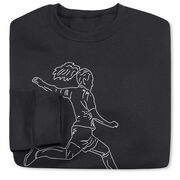 Soccer Crew Neck Sweatshirt - Soccer Girl Player Sketch