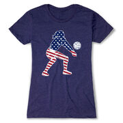 Volleyball Women's Everyday Tee - Volleyball Stars and Stripes Player