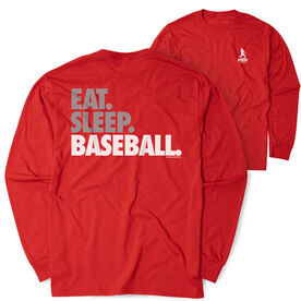 Baseball Tshirt Long Sleeve - Eat. Sleep. Baseball Bold Text (Back Design)