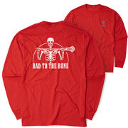 Guys Lacrosse Tshirt Long Sleeve - Bad To The Bone (Back Design)