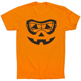 Girls Lacrosse Short Sleeve Tee - Lacrosse Goggle Pumpkin Face