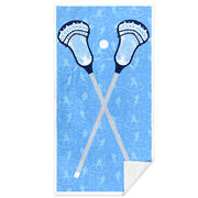 Guys Lacrosse Premium Beach Towel - Blue Crossed Sticks