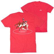 Wrestling Short Sleeve T-Shirt - Wrestling Reindeer (Back Design)