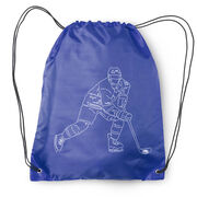 Hockey Drawstring Backpack - Hockey Player Sketch