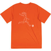 Soccer Short Sleeve Performance Tee - Soccer Girl Player Sketch