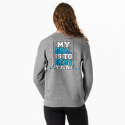 Hockey Crewneck Sweatshirt - My Goal Is To Deny Yours (Blue/Black) (Back Design)