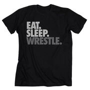 Wrestling Tshirt Short Sleeve Eat Sleep Wrestle (Stack) - Black/Youth Medium - SS