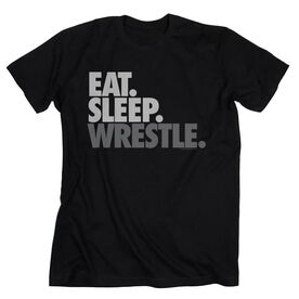 Wrestling T-shirt Short Sleeve Eat. Sleep. Wrestle. [Black/Adult Small] - SS