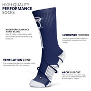 Guys Lacrosse Woven Mid-Calf Socks - Single Stick (Navy/White)