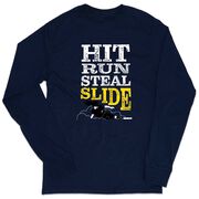 Softball Tshirt Long Sleeve - Hit Run Steal Slide
