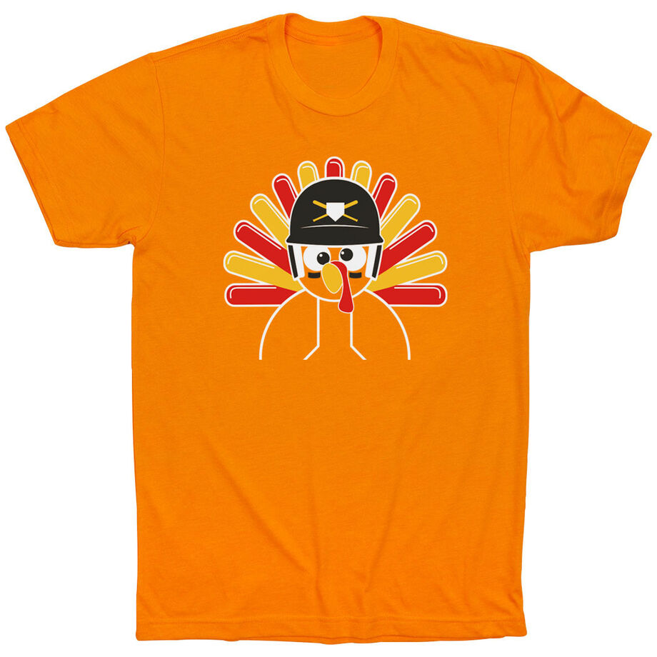 Baseball/Softball Short Sleeve T-Shirt - Goofy Turkey Player