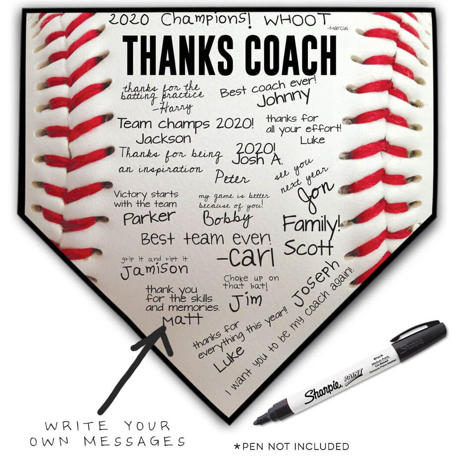 Baseball Home Plate Plaque Thanks Coach ChalkTalkSPORTS