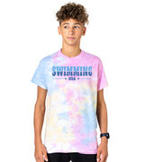 Swimming Short Sleeve T-Shirt - Swimming USA Tie Dye