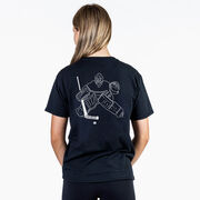 Hockey Short Sleeve T-Shirt - Hockey Goalie Sketch (Back Design)