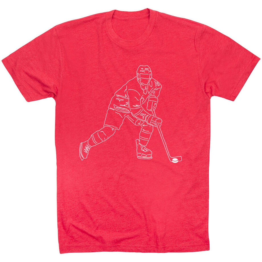 Hockey Short Sleeve T-Shirt - Hockey Player Sketch