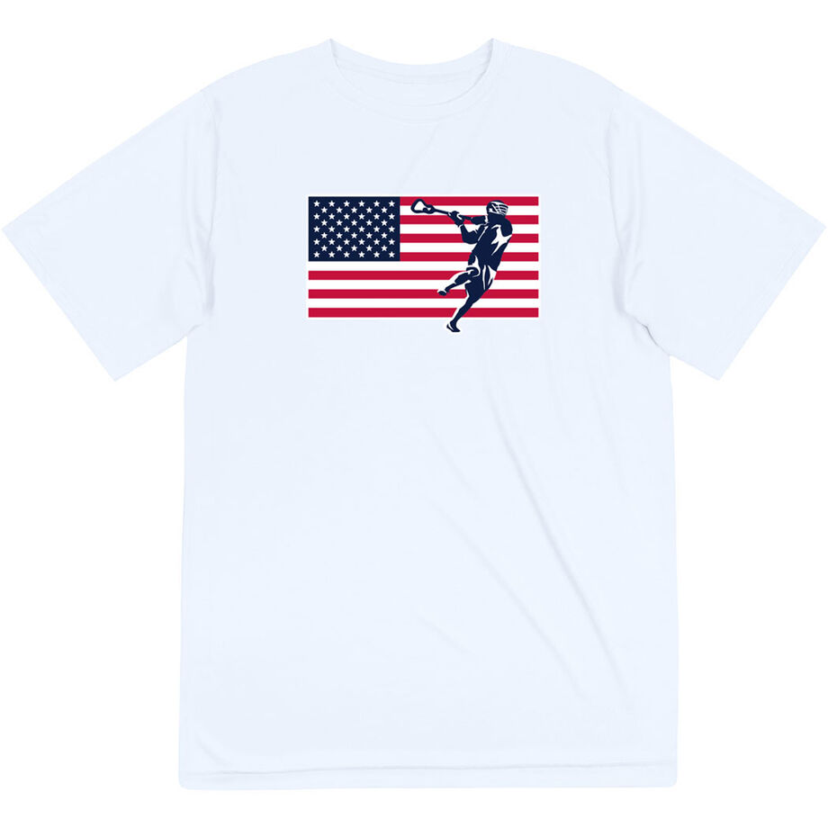 Guys Lacrosse Short Sleeve Performance Tee - Patriotic Lacrosse