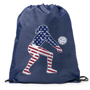 Volleyball Drawstring Backpack - Volleyball Stars and Stripes Player