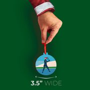 Tennis Round Ceramic Ornament - Guy Silhouette with Santa Hat