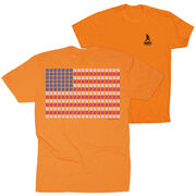 Softball/Baseball Short Sleeve T-Shirt - Patriotic Baseball (Back Design)