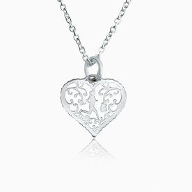 Livia Collection Sterling Silver Filigree Runner Heart Necklace