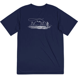 Fly Fishing Short Sleeve Performance Tee - Fly Fishing Sketch