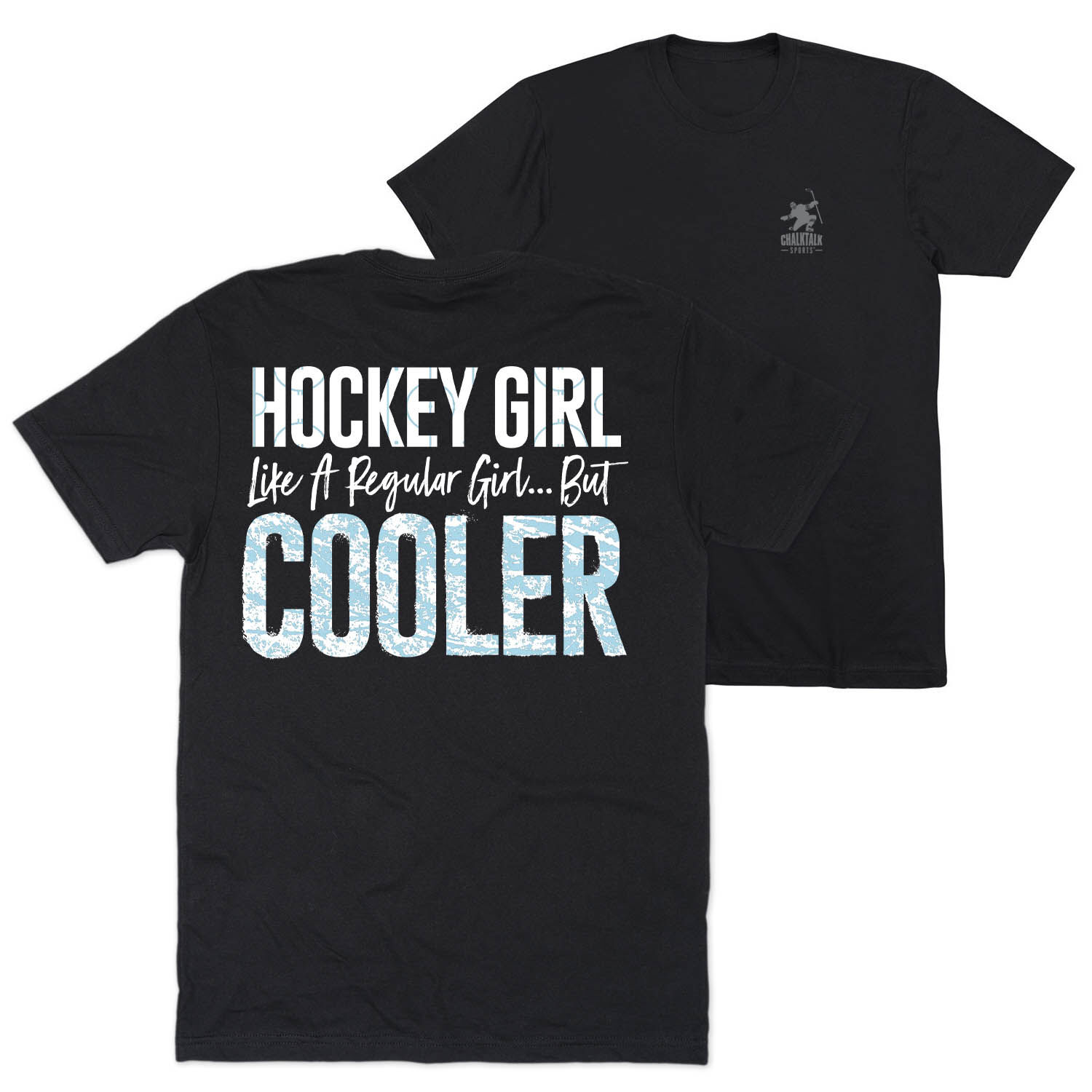 Hockey T Shirt Short Sleeve Hockey Girls Are Cooler Back Design Black AXS Female ChalkTalkSPORTS