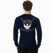 Hockey Tshirt Long Sleeve - Hockey Helmet Skull (Back Design)