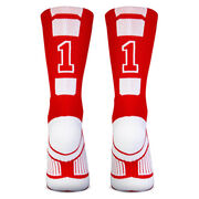 Team Number Woven Mid-Calf Socks - Red