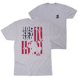 Hockey Short Sleeve T-Shirt - Hockey Dad American Flag (Back Design)
