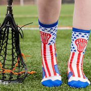 Lacrosse Woven Mid-Calf Socks - American Lax (Red/White/Blue)