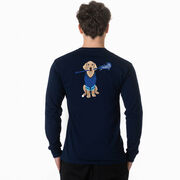 Guys Lacrosse Tshirt Long Sleeve - Laxer the Lacrosse Dog (Back Design)