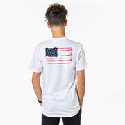 Guys Lacrosse Short Sleeve T-Shirt - American Flag (Back Design)