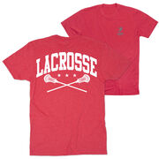 Guys Lacrosse Short Sleeve T-Shirt - Crossed Sticks (Back Design)
